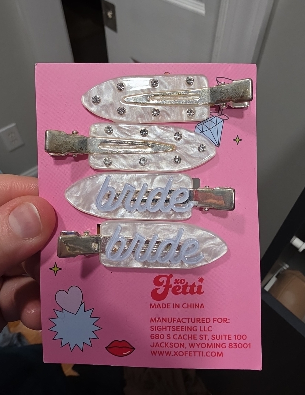 Pearl 'Bride' Hair Clips - White Set of 4